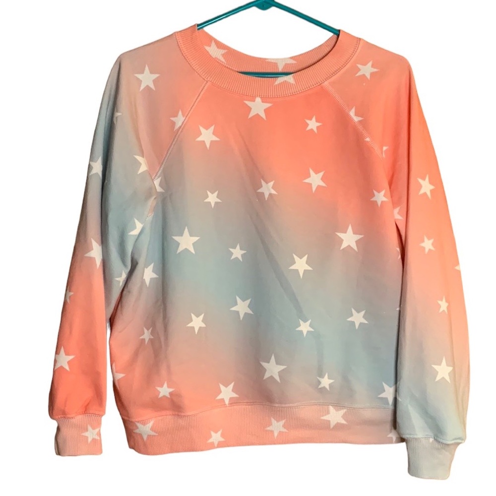 WILDFOX Patriotic Star Print Crewneck Long Sleeve Pullover Sweatshirt Top - Tags